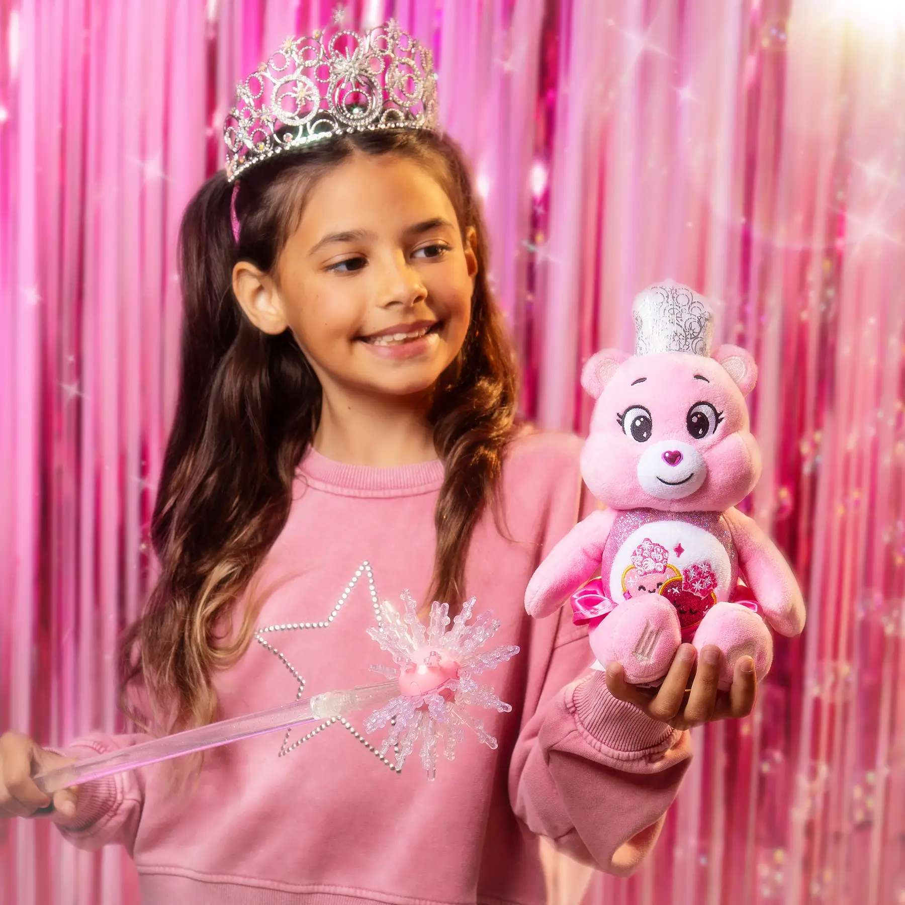 Care-Bears-x-Wicked-Love-a-Lot-Bear-as-Glinda-22cm-Plush-Soft-Toy Care Bears x Wicked Love-a-Lot Bear as Glinda 22cm Plush Soft Toy - Image 1